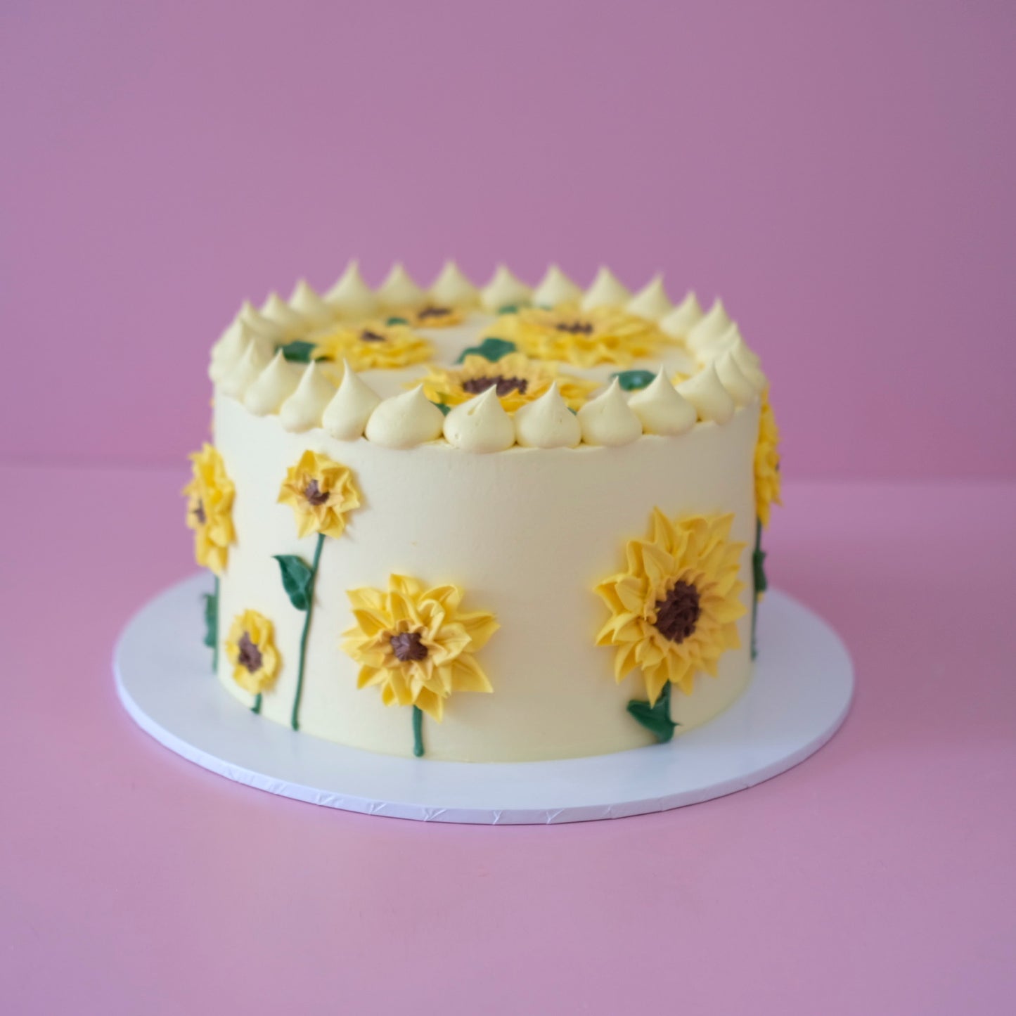 You're The Sunflower | Vintage Round Doodle Cake