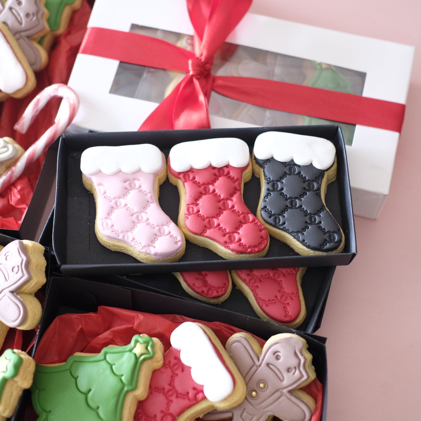 Designer Stockings | Fondant Sugar Cookies | 3 Pack