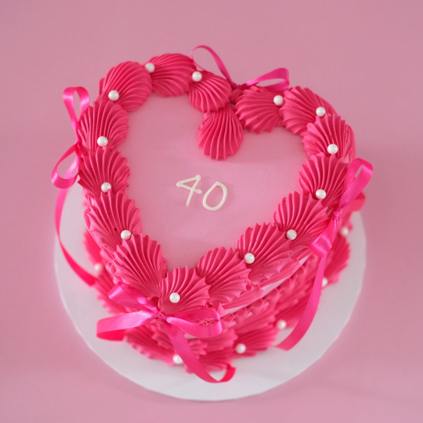 Vintage Heart Cake | Pearl White & Coquette