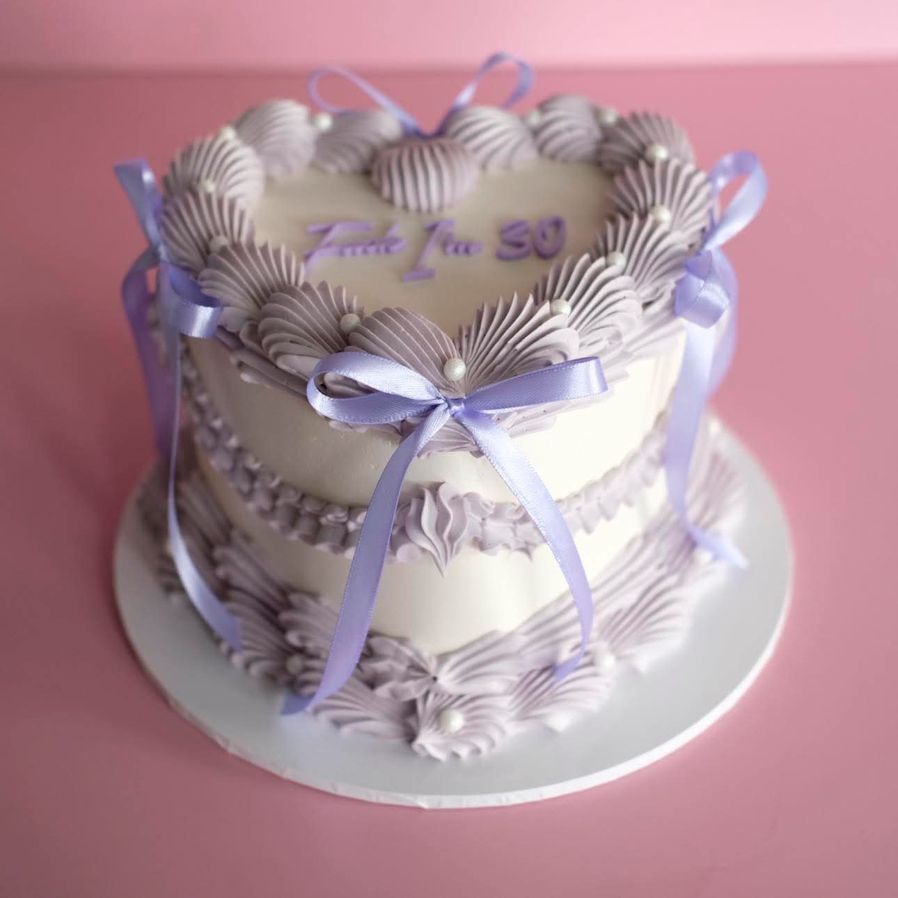 Vintage Heart Cake | Pearl White & Coquette