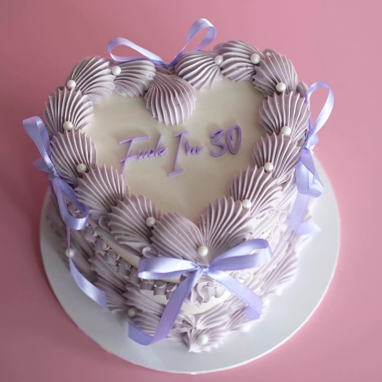 Vintage Heart Cake | Pearl White & Coquette