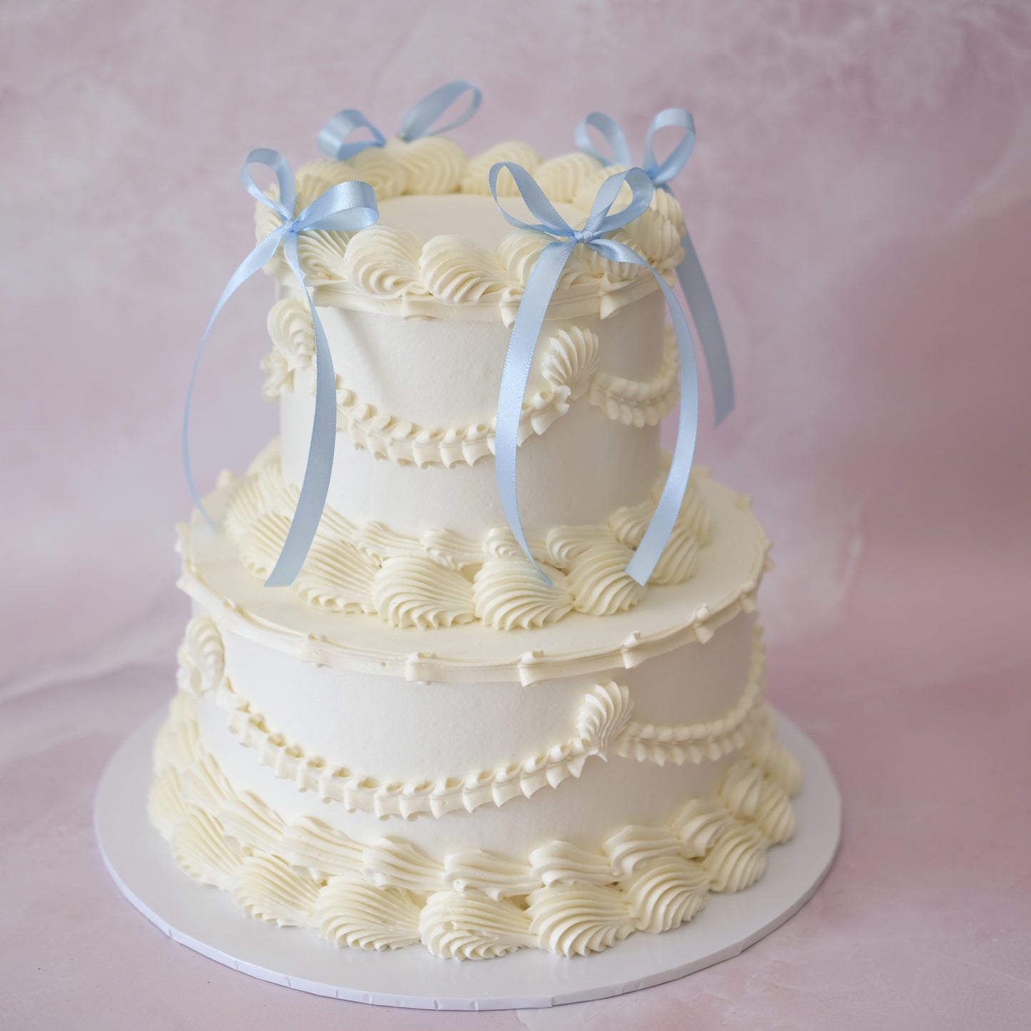 White Vintage Coquette Cake | 2 Tiers