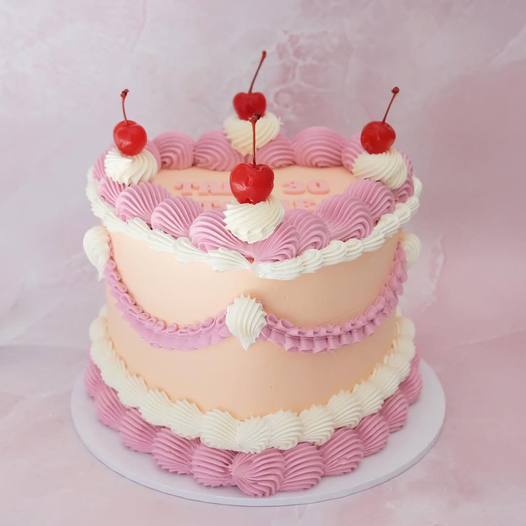 Vintage Heart Cake | Cherries