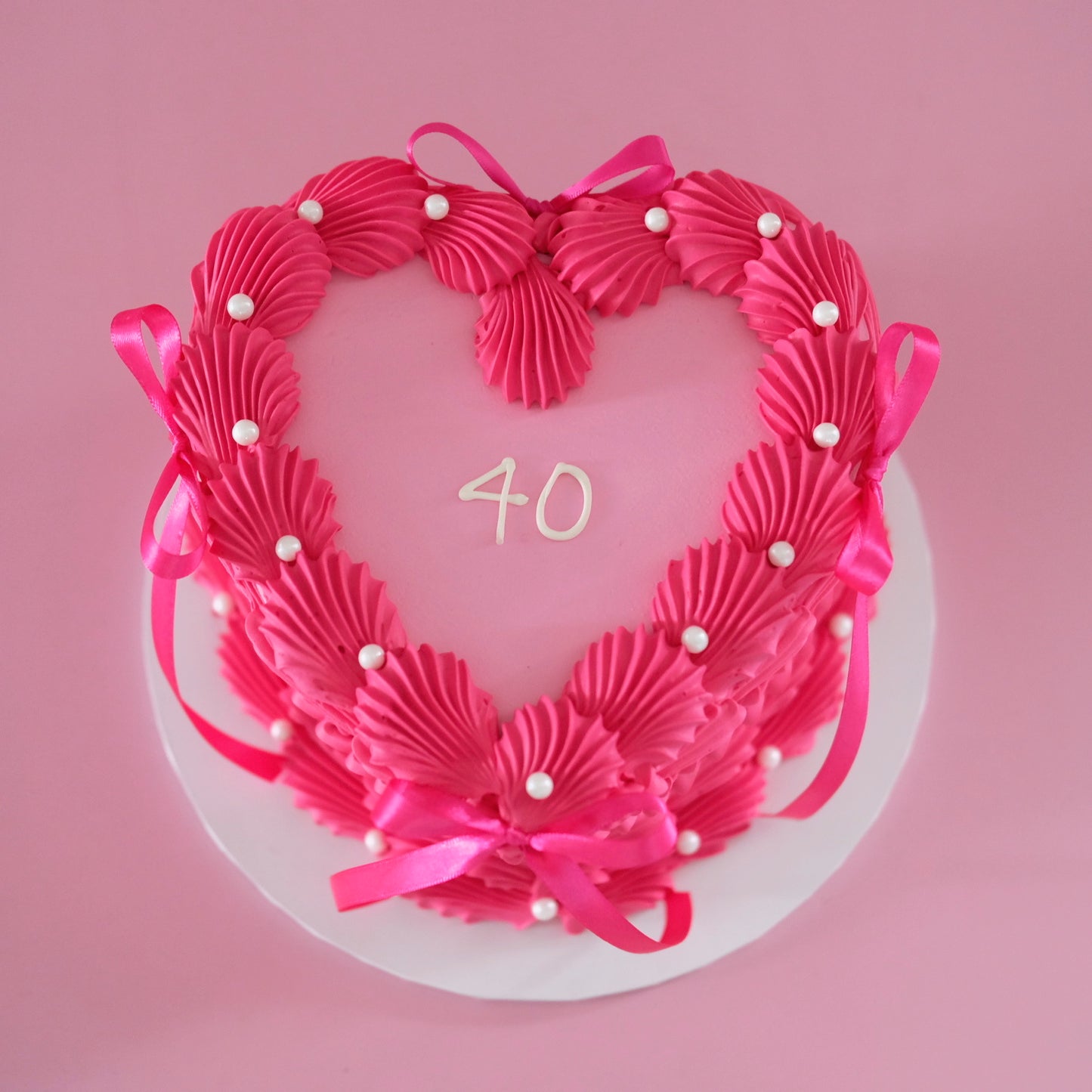 Vintage Heart Cake | Pearl White & Coquette