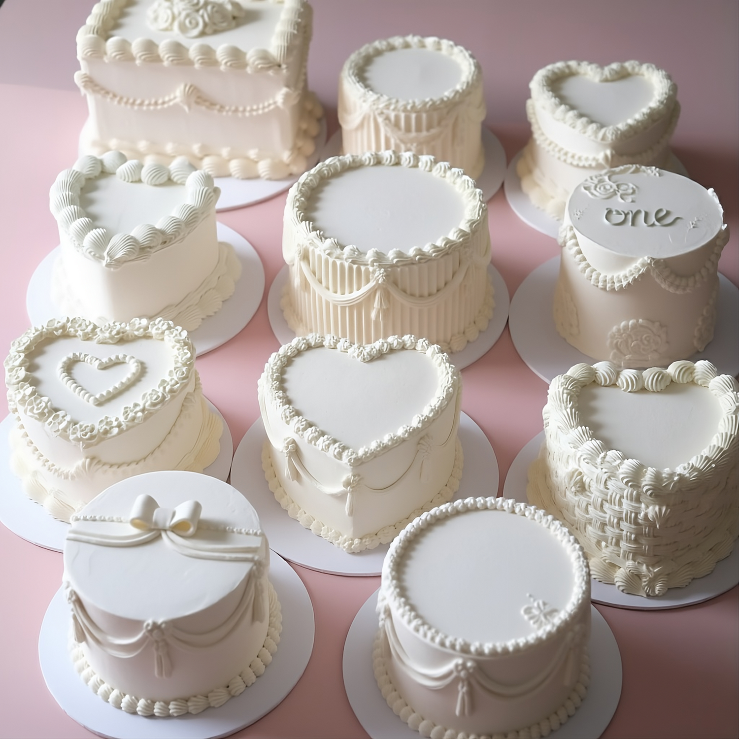 white vintage wedding cake collection