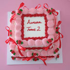 2 Tier Square Coquette Vintage Cake