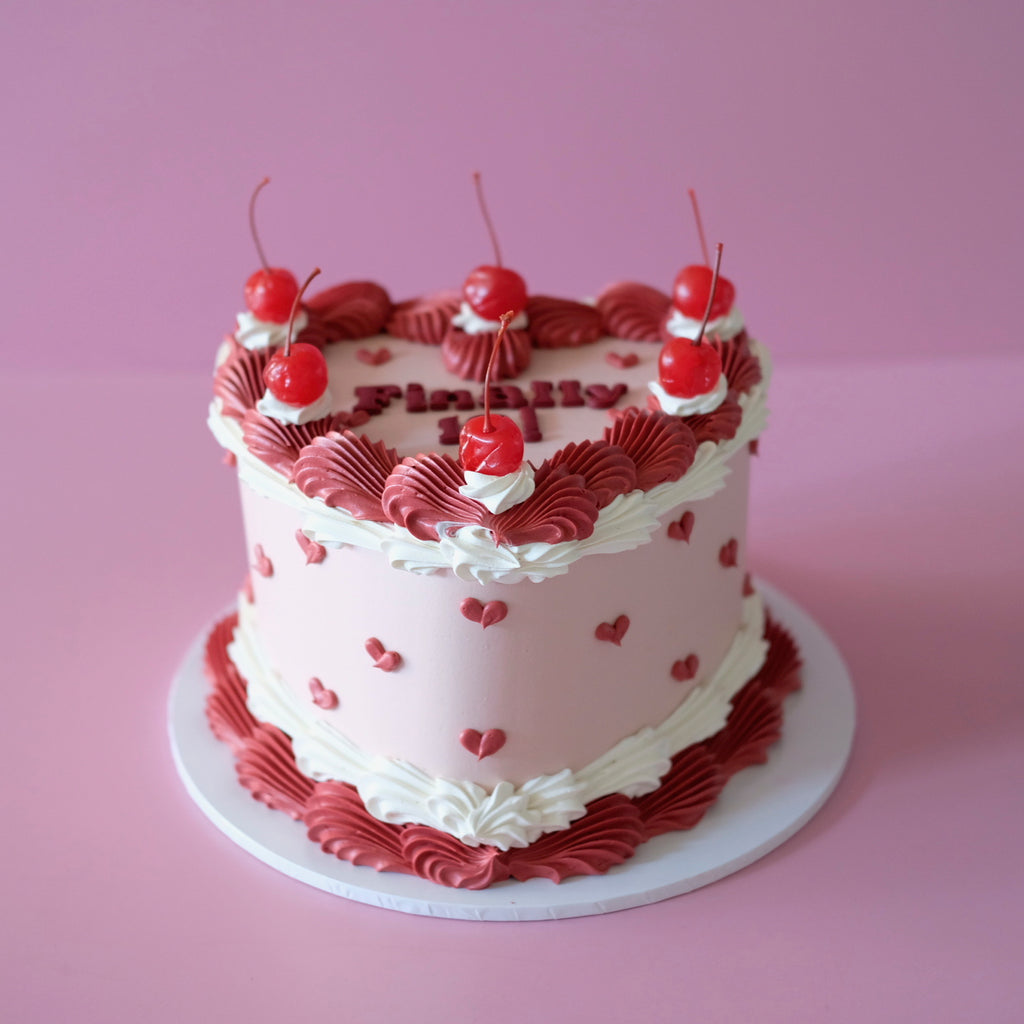 Vintage Heart Cake | Mini Hearts & Cherries