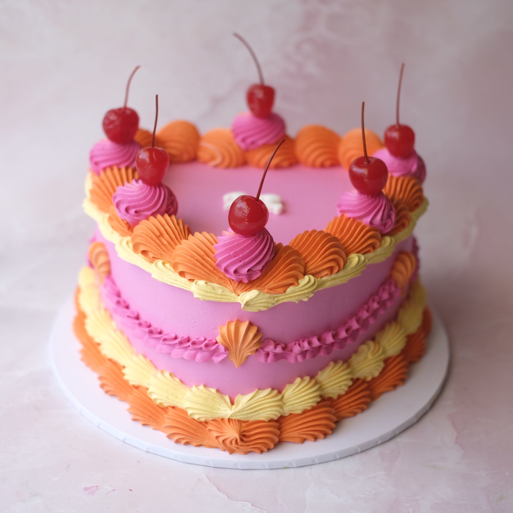 Classic Vintage Heart Cake | Cherries