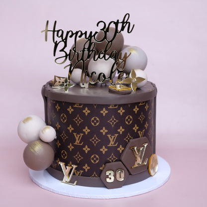 LV Monogram Brown Gold Cake