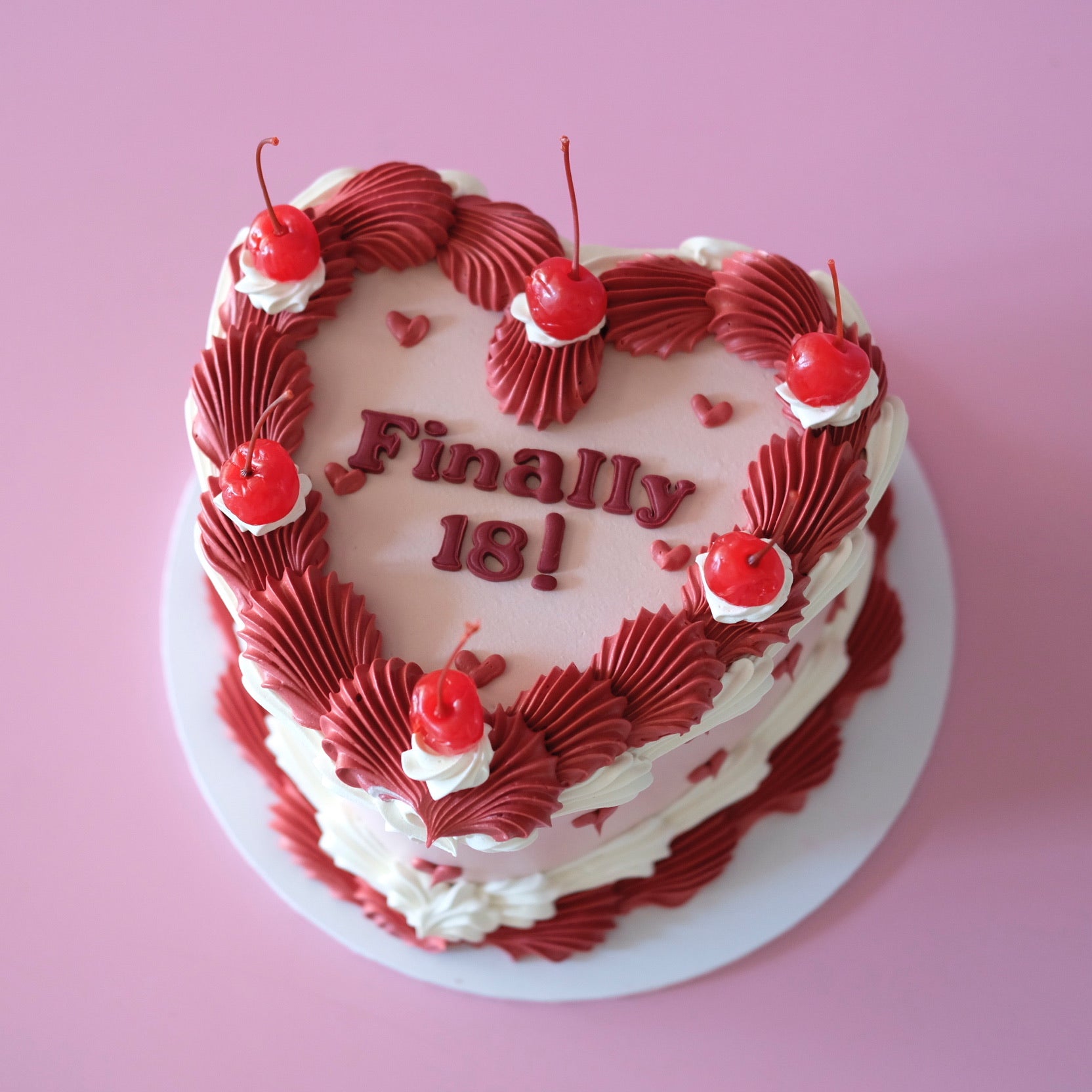 Vintage Heart Cake | Mini Hearts & Cherries
