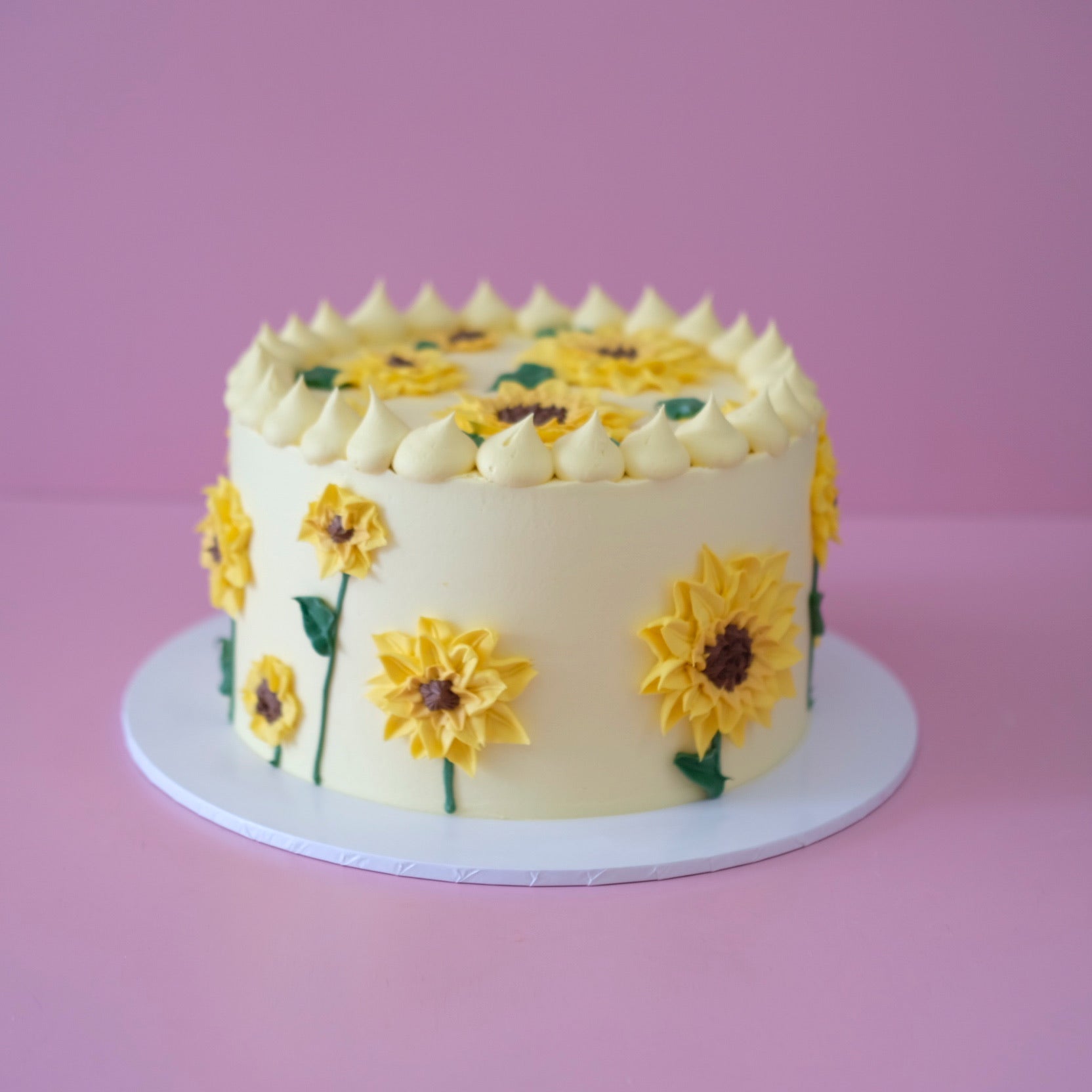 You're The Sunflower | Vintage Round Doodle Cake