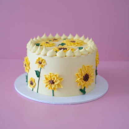 You're The Sunflower | Vintage Round Doodle Cake