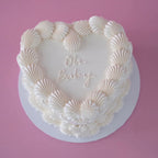 White Gender Reveal Vintage Heart Cake