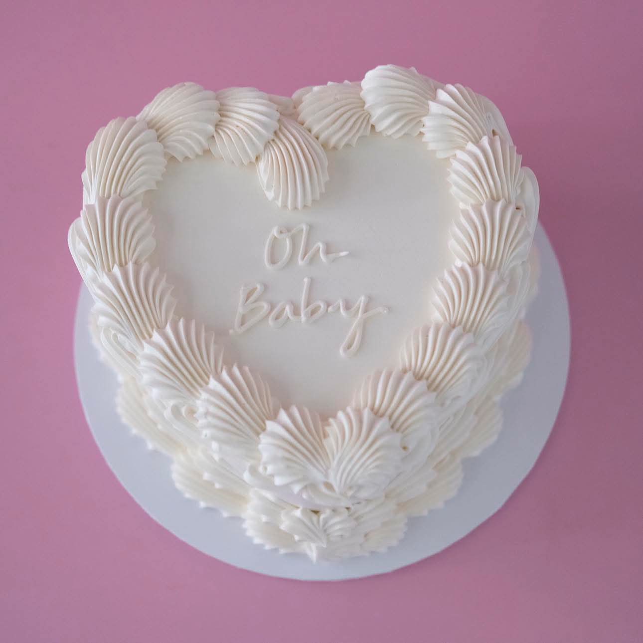 White Gender Reveal Vintage Heart Cake