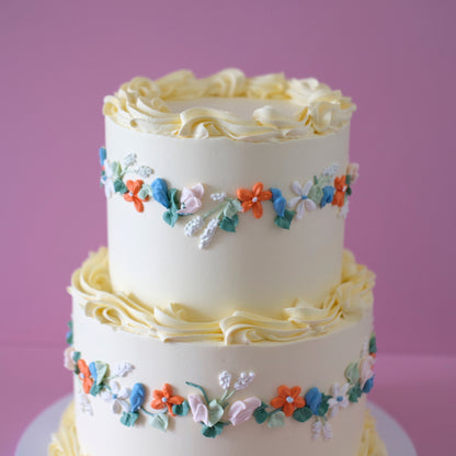 Wild Bloom Buttercream Vintage Round Cake | 2 Tiers