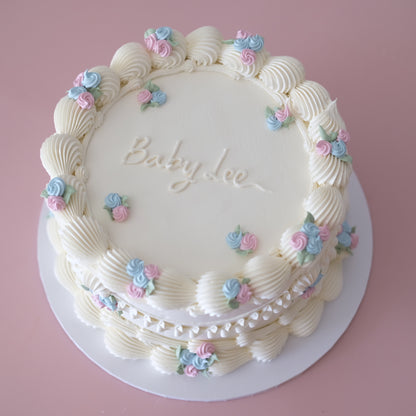 Gender Reveal Rosette Vintage Cake