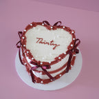 Coquette Bow Heart Vintage Cake