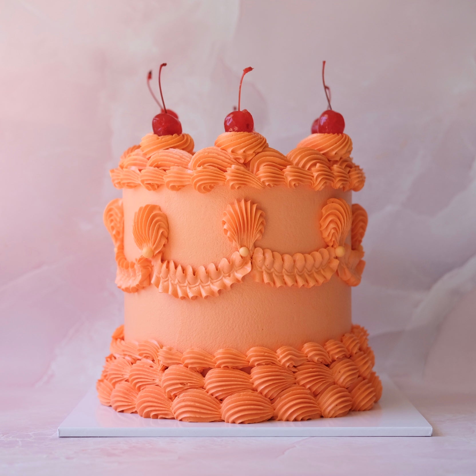 TALL Classic Vintage Round Cake | Monochrome & Cherries