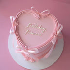 Coquette Bow Heart Vintage Cake