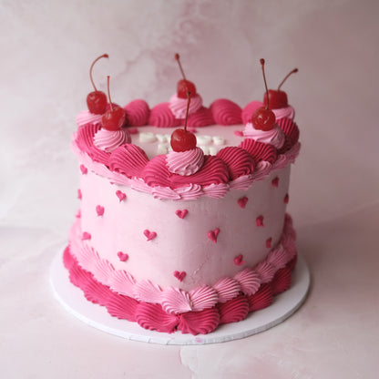 Vintage Heart Cake | Mini Hearts & Cherries