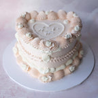 Pearl Heart Plaque & Rosette | Vintage Heart Cake