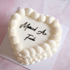 Basic White Vintage Heart Cake | BLACK ACRYLIC Text