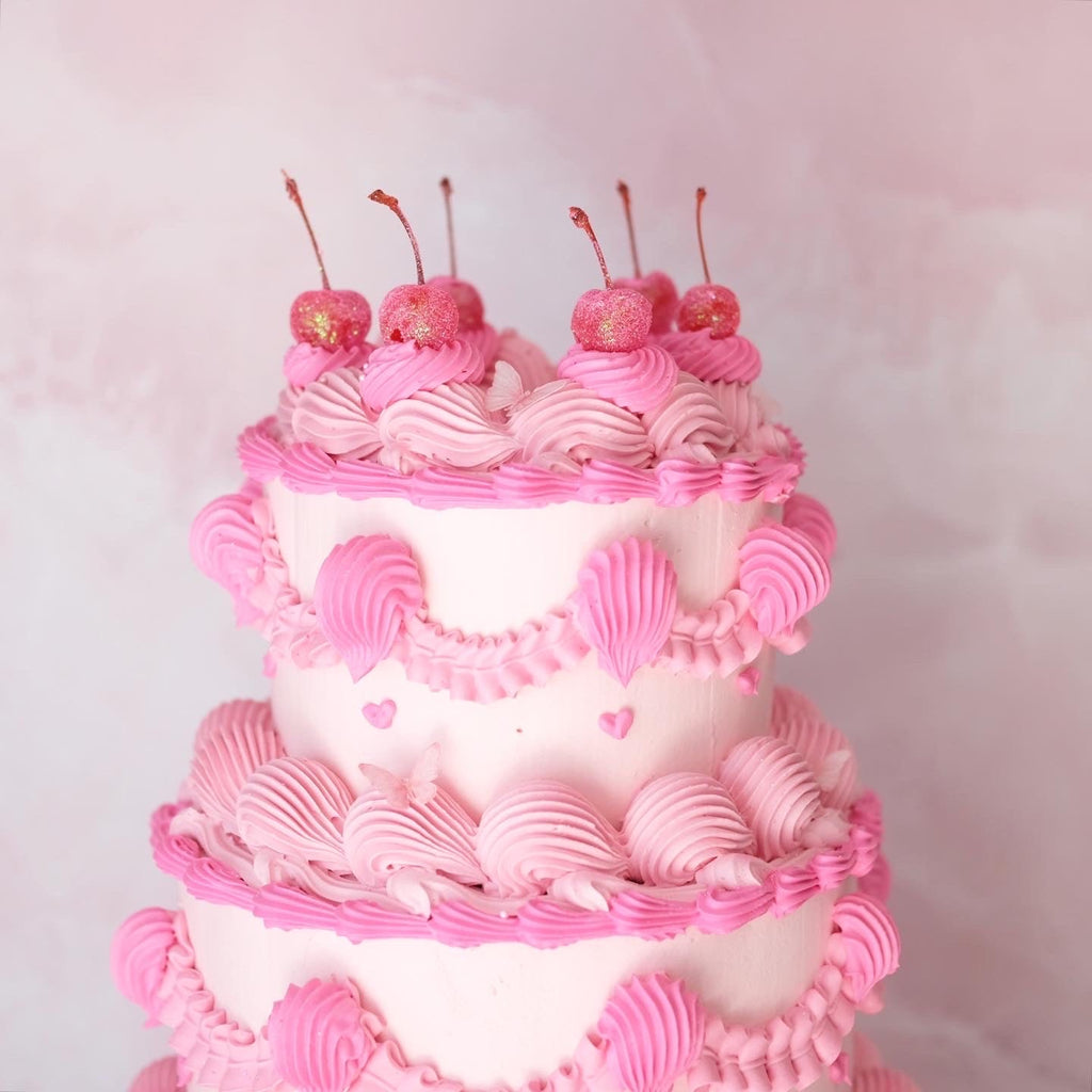 BOLD Classic Mini Hearts Cherry Round Vintage Cake | 3 Tiers / POLYCHROME