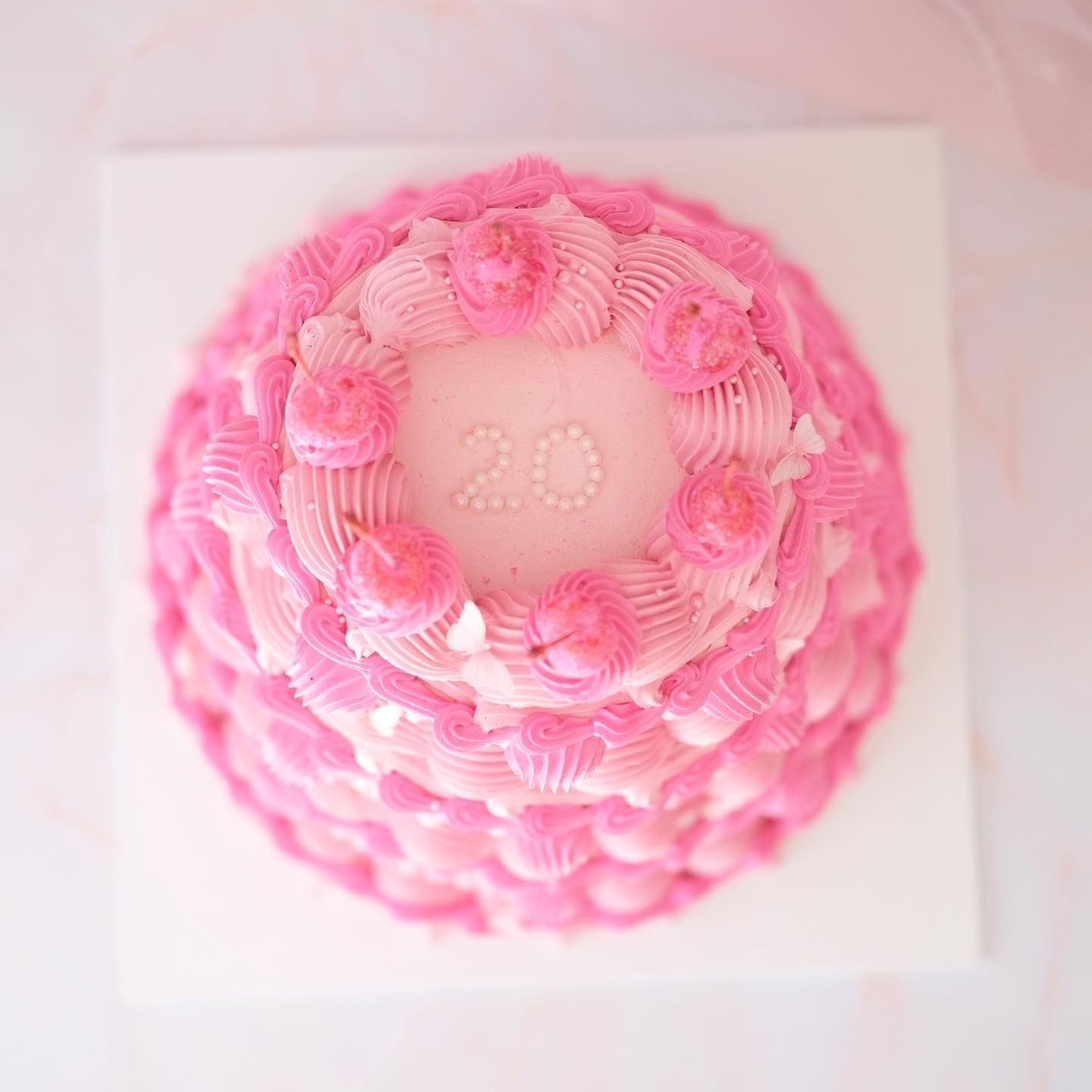 BOLD Classic Mini Hearts Cherry Round Vintage Cake | 3 Tiers / POLYCHROME