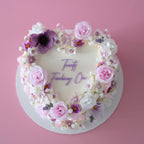 Full Bloom Enchanted Heart Coquette Vintage Cake | PUR-PINK