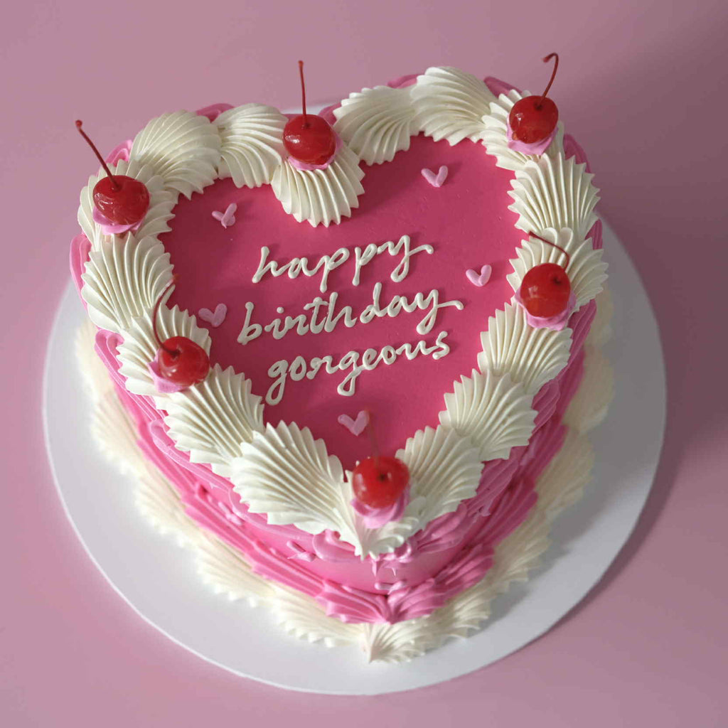 Vintage Heart Cake | Mini Hearts & Cherries