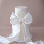 Statement Cake | White Pearl & Bow | 2 Tiers
