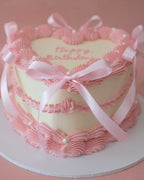Vintage Heart Cake | Pearl White & Coquette / 2-Tone