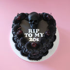 Funeral Theme Black Vintage Heart Cake