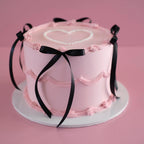 Coquette Bow Round Vintage Cake & Pearl Heart Plaque