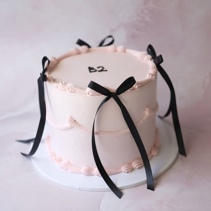 Coquette Bow Round Vintage Cake