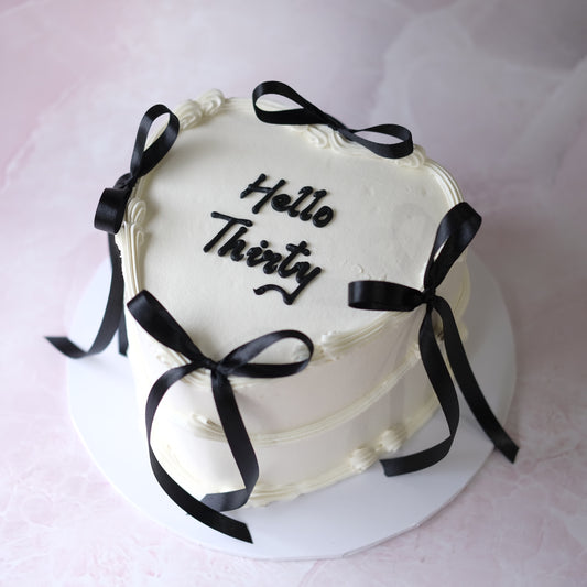 Coquette Bow Heart Vintage Cake