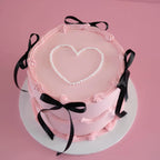 Coquette Bow Round Vintage Cake & Pearl Heart Plaque