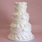 Classic Mini Hearts Round Vintage Cake | 3 Tiers / MONOCHROME
