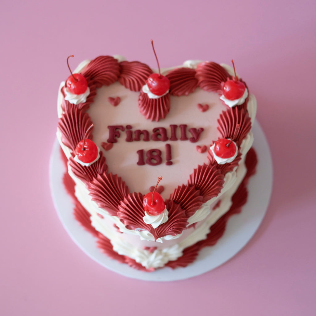 Vintage Heart Cake | Mini Hearts & Cherries