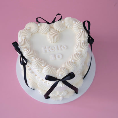 Vintage Heart Cake | Pearl White & Coquette