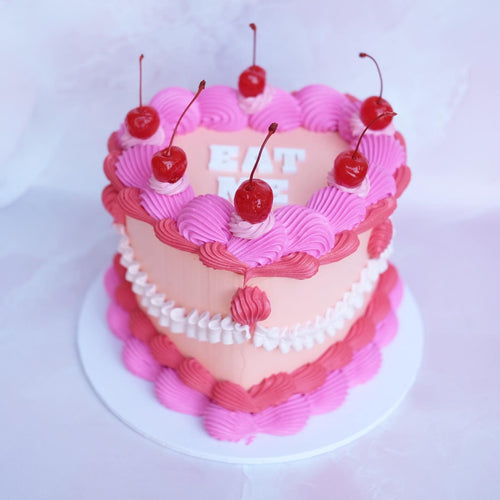 Mini Vintage Heart Cake with Cherries Brisbane