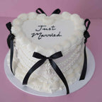 Double Ruffle Vintage Heart Coquette Cake | Monochrome