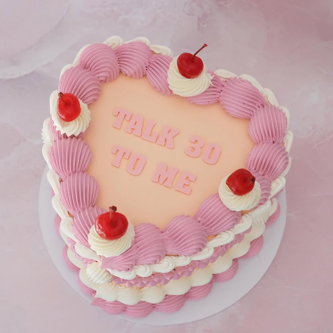 Classic Vintage Heart Cake | Cherries