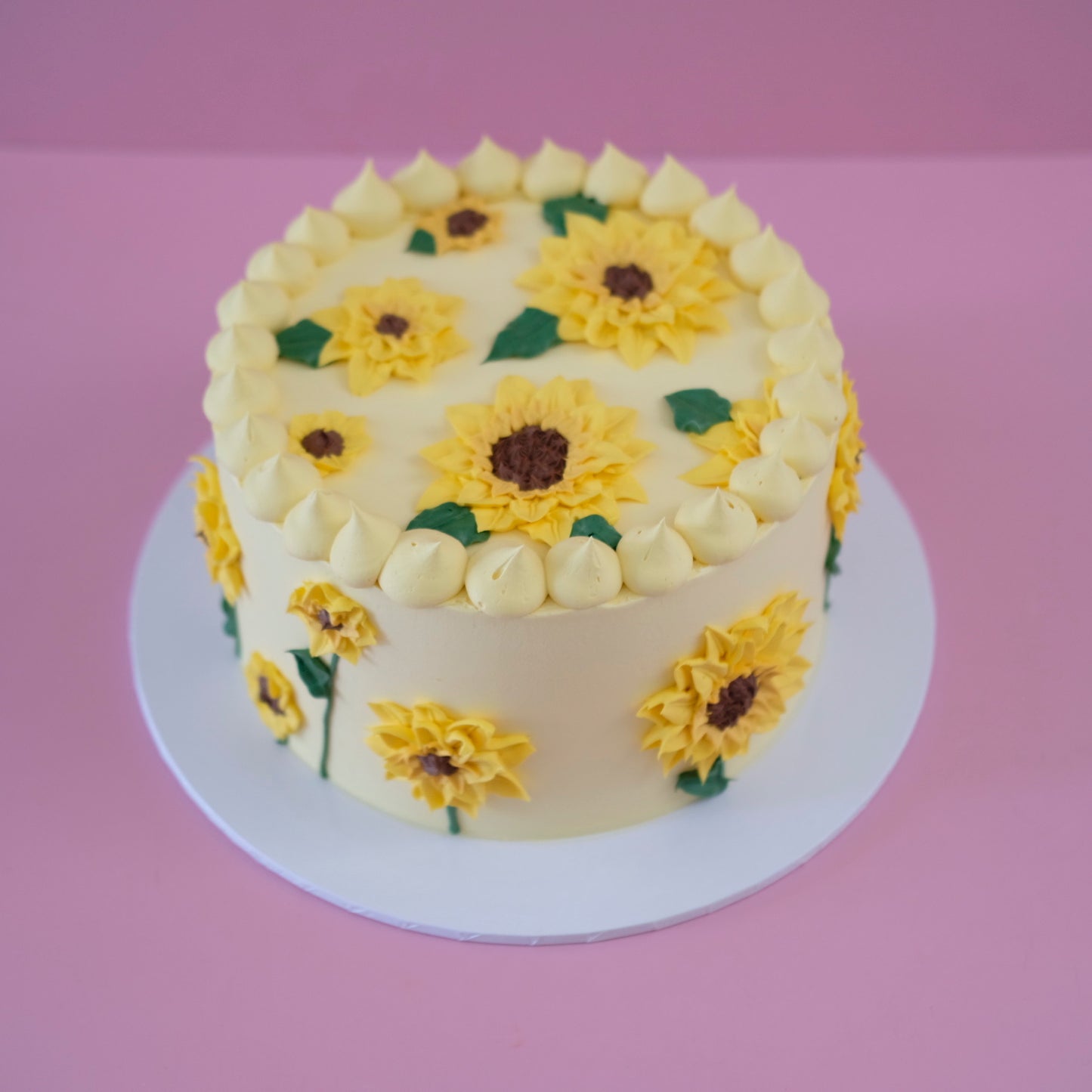 You're The Sunflower | Vintage Round Doodle Cake