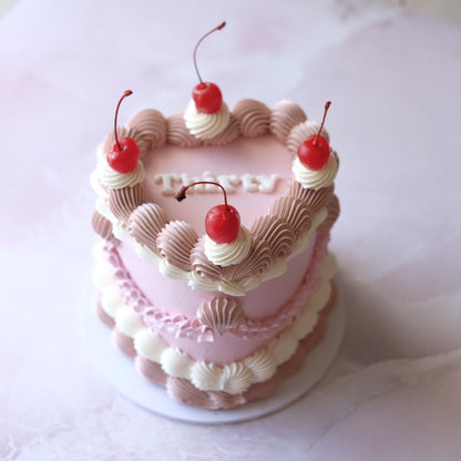 Vintage Heart Cake | Cherries