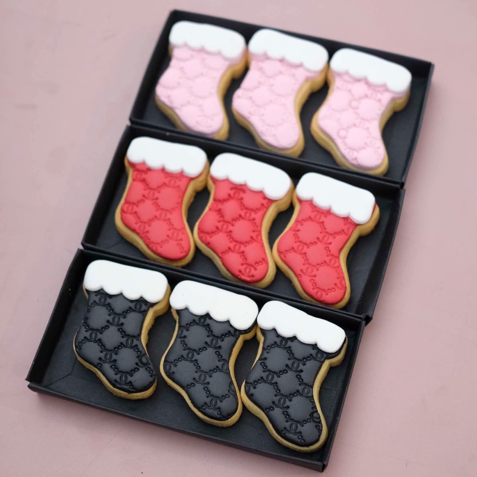 Designer Christmas Stockings | Fondant Sugar Cookies | 3 Pack