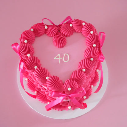 Vintage Heart Cake | Pearl White & Coquette