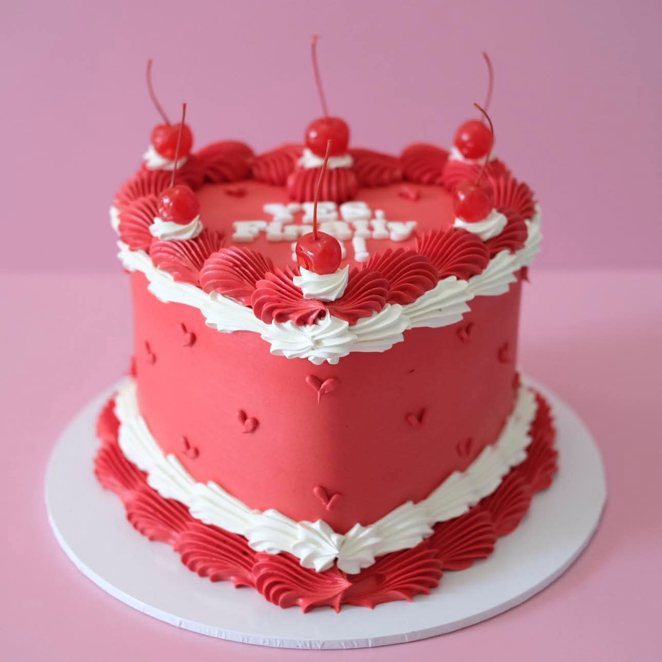 Vintage Heart Cake | Mini Hearts & Cherries
