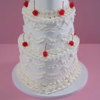 Lambeth Cherries Vintage Heart Cake | 3 Tier / MONOCHROME