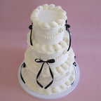 Classic Mini Hearts Round Vintage Cake | 3 Tiers & Coquette / MONOCHROME